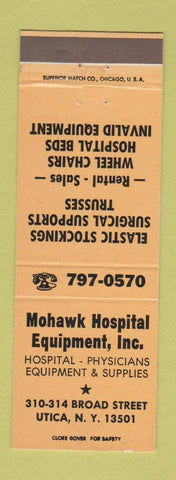 Matchbook Cover - Mohawk Hospital Equipment Utica NY