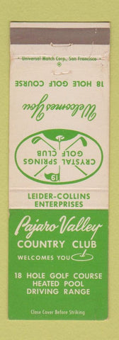 Matchbook Cover - Pajaro Valley Country Club Burlingame Watsonville CA WEAR