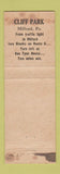 Matchbook Cover - Golf Cliff Park Milford PA WEAR