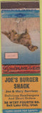 Matchbook Cover - Joe's Burger Shack Salt Lake City UT WORN