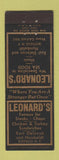 Matchbook Cover - Leonard's Restaurant Buffalo NY