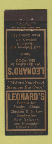 Matchbook Cover - Leonard's Restaurant Buffalo NY