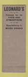 Matchbook Cover - Leonard's Restaurant Buffalo NY