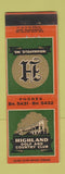 Matchbook Cover - Highland Golf and Country Club Indianapolis IN