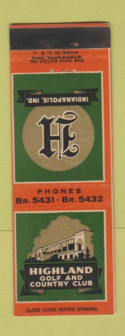 Matchbook Cover - Highland Golf and Country Club Indianapolis IN