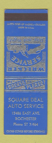 Matchbook Cover - Square Deal Auto Service Rochester NY WORN SAMPLE