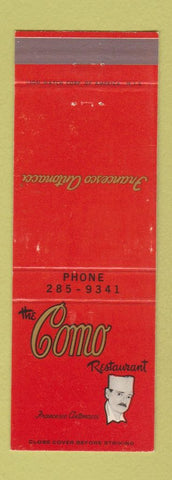 Matchbook Cover - Como Restaurant Niagara Falls NY