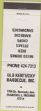 Matchbook Cover - Old Kentucky BBQ Evansville IN WEAR