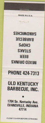 Matchbook Cover - Old Kentucky BBQ Evansville IN WEAR