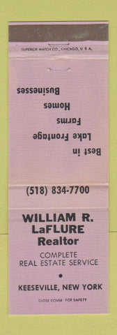 Matchbook Cover - William LaFlure Real Estate Keeseville NY WEAR