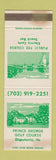 Matchbook Cover - Prince George Golf Course Disputanta VA STAINED