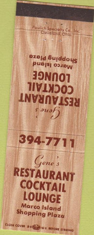 Matchbook Cover - Gene's Cocktail Lounge Marco Island