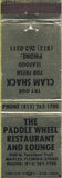 Matchbook Cover - Paddle Wheel Restaurant Naples FL Clam Shack