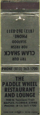 Matchbook Cover - Paddle Wheel Restaurant Naples FL Clam Shack