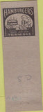 Matchbook Cover - Van's Tap Albion IN hamburgers