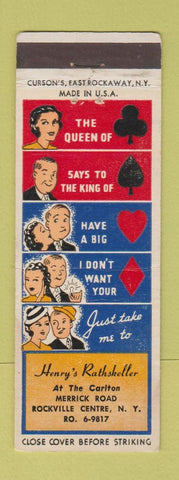 Matchbook Cover - Henry's Rathskeller Rockville Centre NY