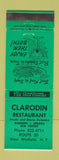 Matchbook Cover - Clarodin Restaurant West Winfield NY WEAR GREEN