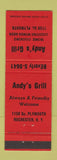 Matchbook Cover - Andy's Grill Rochester NY