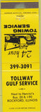Matchbook Cover - Tollway Gulf Service oil gas Rockford IL