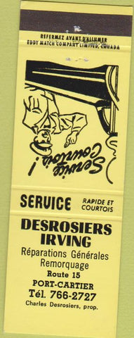 Matchbook Cover - Desrosiers Irving Auto Repair Port Cartier Canada