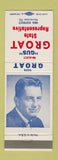 Matchbook Cover - Gus Groat State Representative Election Battle Creek MI
