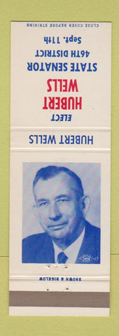 Matchbook Cover - Hubert Wells State Senator Election