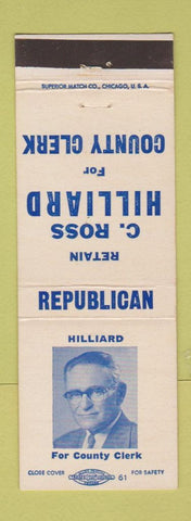 Matchbook Cover - C Ross Hilliard County Clerk Ingham County MI