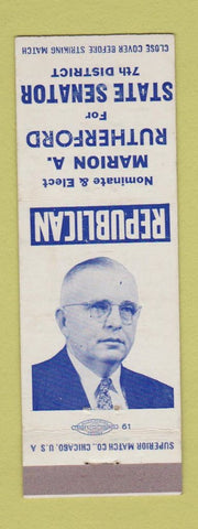 Matchbook Cover - Marion Rutherford For State Senator