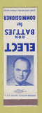 Matchbook Cover - Don Battjes Commissioner Election Battle Creek MI