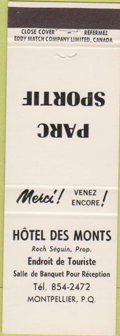 Matchbook Cover - Hotel Des Monts Montpellier PQ