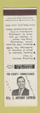 Matchbook Cover - S Anthony Caprera County Commissioner Election Worcester MA