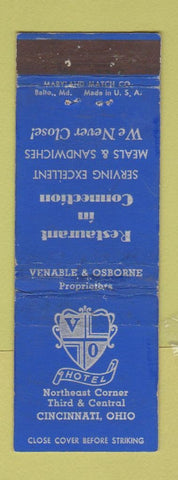 Matchbook Cover - Venable and Osborne Hotel Cincinnati OH WORN