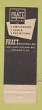 Matchbook Cover - Pratt Mufflers Bobro Products Newark NJ