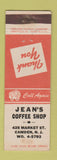 Matchbook Cover - Jean's Coffee Shop Camden NJ