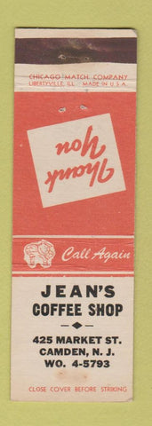 Matchbook Cover - Jean's Coffee Shop Camden NJ