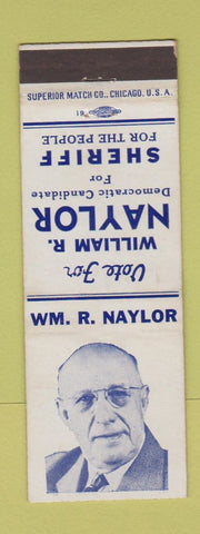 Matchbook Cover - William R Naylor Sheriff Election