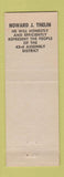 Matchbook Cover - Howard J Thelin Assemblyman Election CA California
