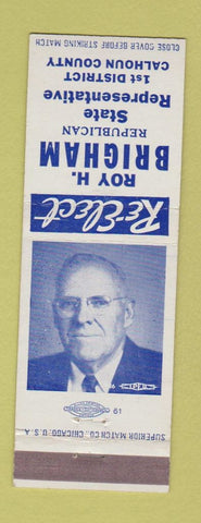 Matchbook Cover - Roy Brigham State Rep Election Calhoun County MI