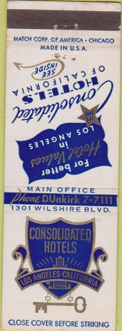 Matchbook Cover - Consolidated Hotels Los Angeles CA