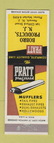Matchbook Cover - Bobro Products Newark NJ Pratt Mufflers