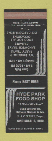 Matchbook Cover - Hyde Park Food Shop Cincinnati OH