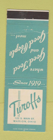 Matchbook Cover - Turoffs Marion OH restaurant
