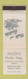 Matchbook Cover - Pacey's Fruits Vegetables Findlay OH