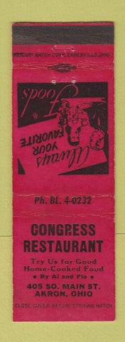 Matchbook Cover - Congress Restaurant Akron OH