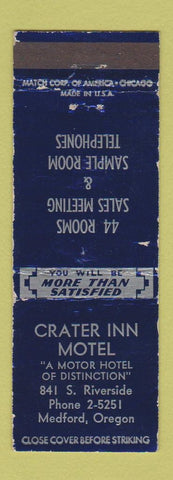 Matchbook Cover - Crater Inn Motel Medford OR WEAR
