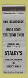 Matchbook Cover - Staley's Restaurant Associated oil gas Buxton OR WEAR