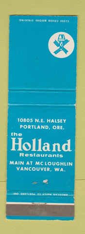 Matchbook Cover - Holland Restaurants Vancouver WA Portland OR
