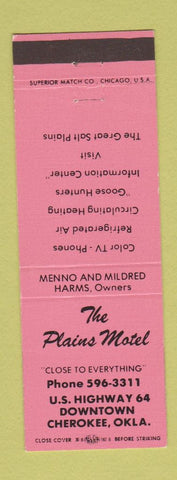 Matchbook Cover - Plains Motel Cherokee OK
