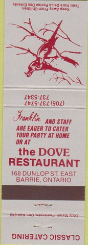 Matchbook Cover - The Dove Restaurant Barrie ON