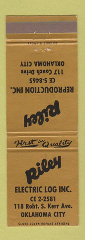 Matchbook Cover - Riley Electric Log Reproduction Oklahoma City OK